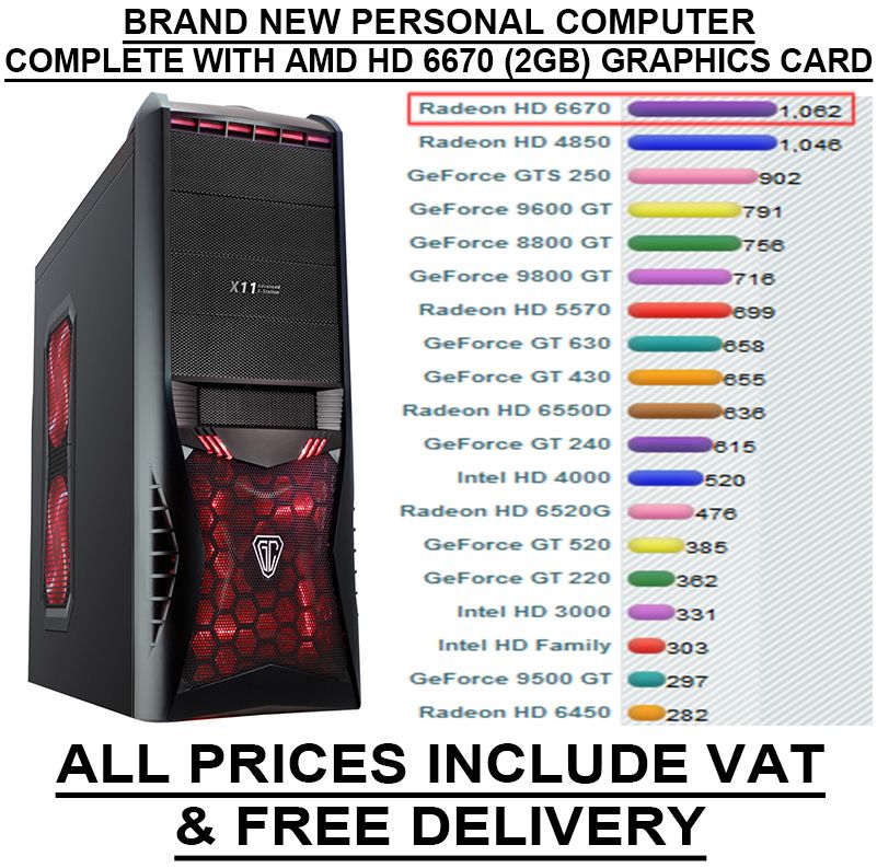 FX 4100 Quad Core PC 4.5GHz X4 8GB 1TB HD 6670 2GB Dual Screen Gaming ...