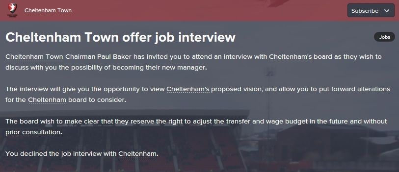 Cheltenham Town job offer in October 9 in season 2.jpg