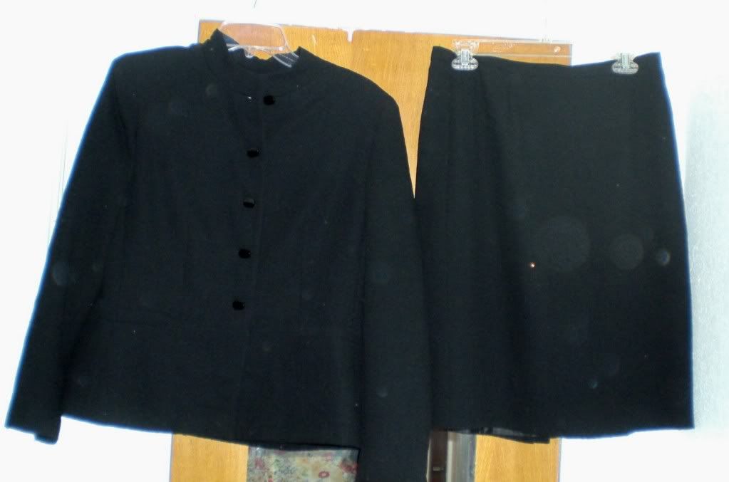 KASPER SUIT BLAZER JACKET SKIRT BLACK SIZE 10P  