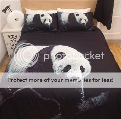 PANDA BEAR Black White Microfibre~Queen Size Quilt Doona Cover Set