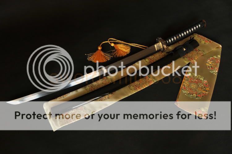 Folded Steel Blade Phoenix Brass Tsuba Hand Forged Japanese Samurai 