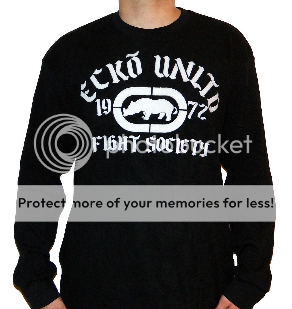 New Ecko Unltd MMA Fight Society Thermal Long Sleeve Black T Shirt